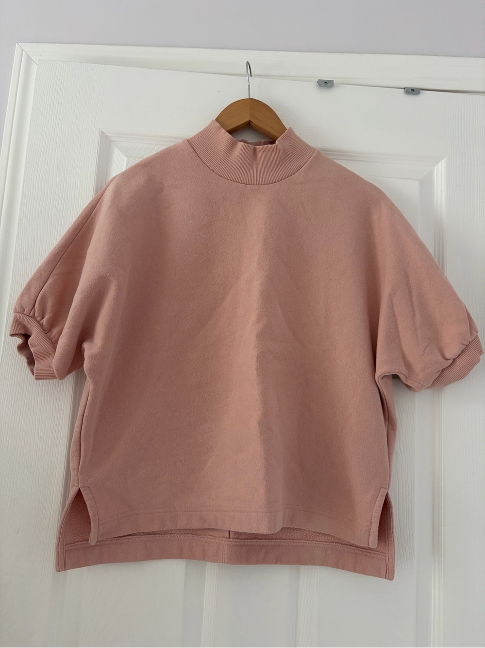 Banana Republic Dusty Pink Mock Neck Short Sleeve Sweatshirt